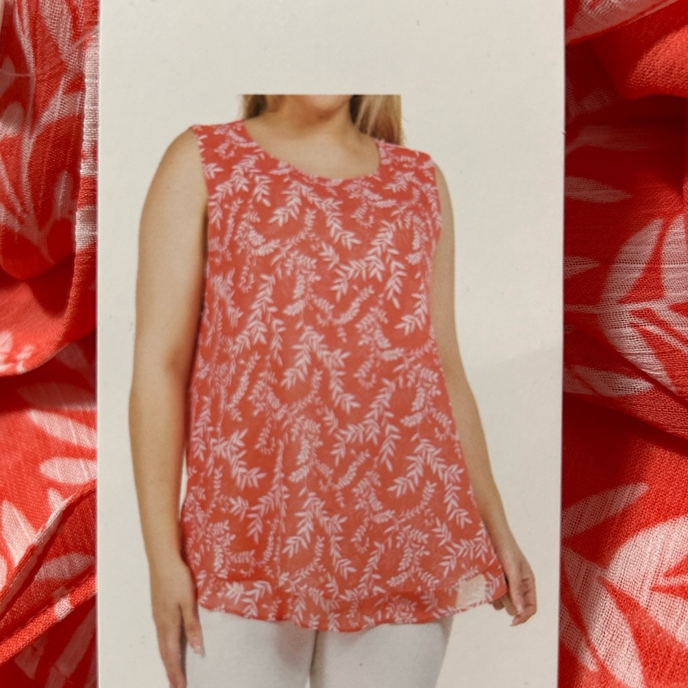 Christina B Multicolor Round Neckline Sleeveless Tank Top double layered xxl New